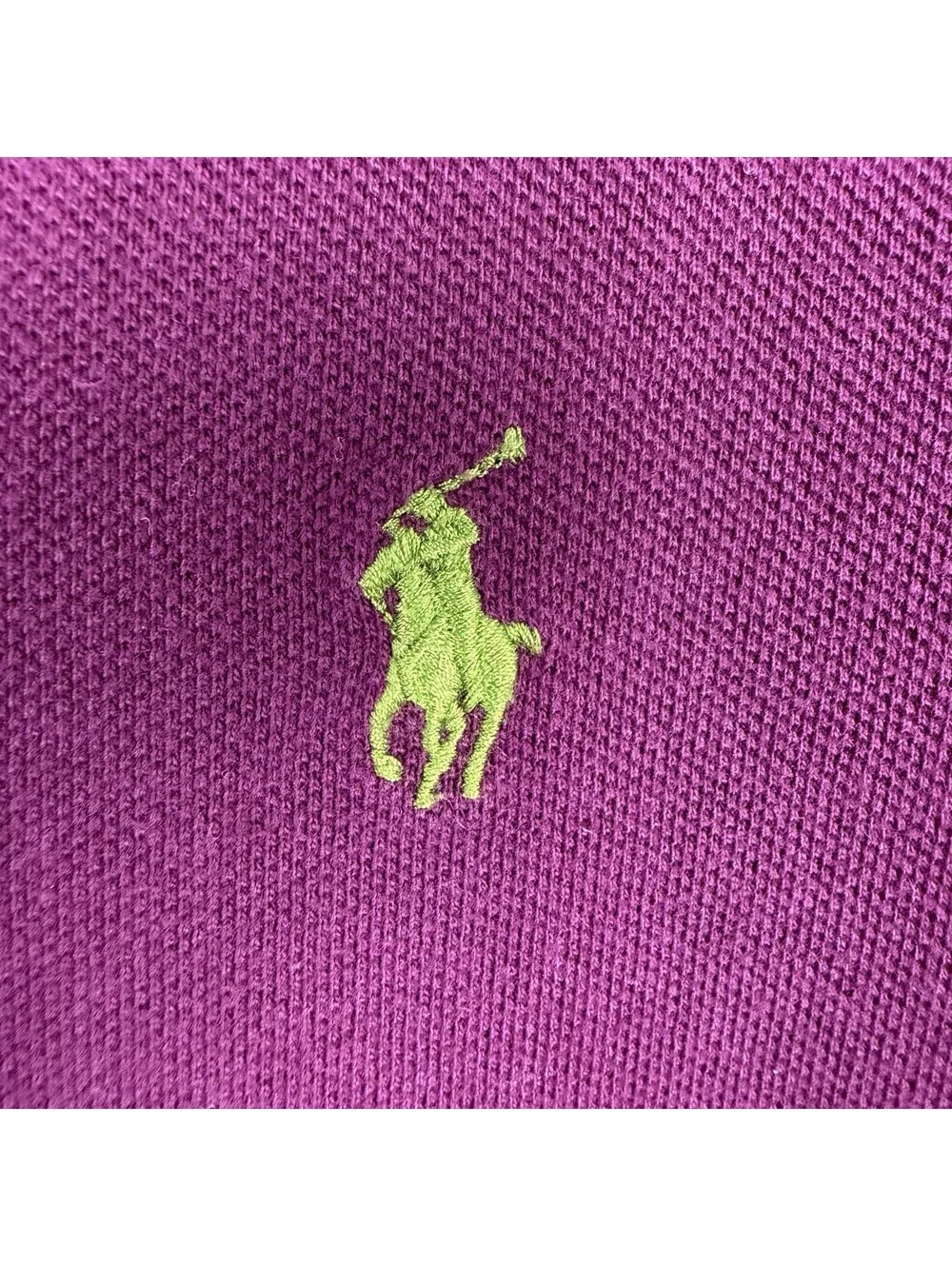Polo Ralph Lauren Shirt Mens XL Custom Fit Purple Short Sleeve Lime Green Pony